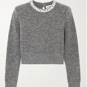 Self Portait Cropped Crystal Knitted Sweater Size Medium